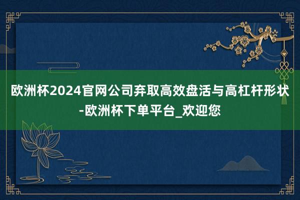 欧洲杯2024官网公司弃取高效盘活与高杠杆形状-欧洲杯下单平台_欢迎您