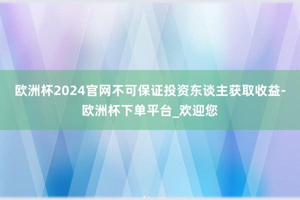 欧洲杯2024官网不可保证投资东谈主获取收益-欧洲杯下单平台_欢迎您